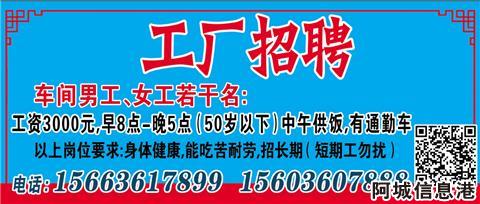 呼和浩特金川最新女工招聘启事公告
